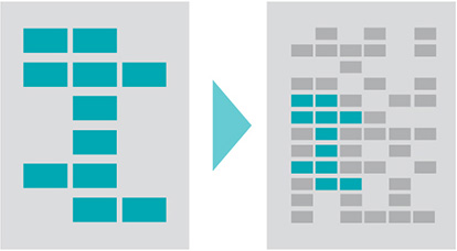 Data inserted into a larger data set for high level overviews.